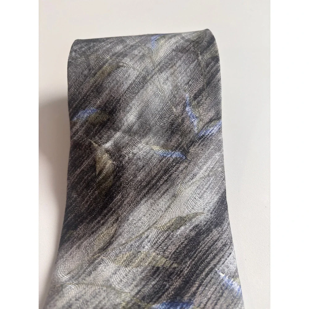 Villa Bolgheri Necktie Mens OS Grey Excellent Silk‎ Abstract Made in Italy